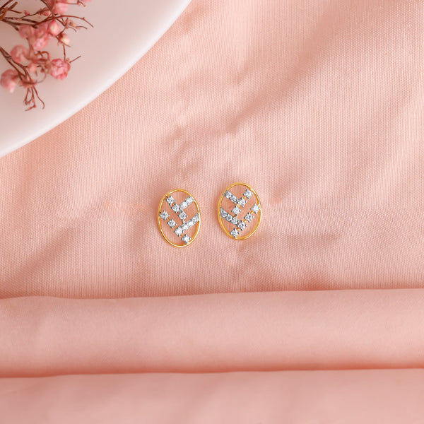 Gold Oval Lab Grown Diamond Stud Earrings