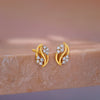 Gold Flower Wave Lab Grown Diamond Earrings