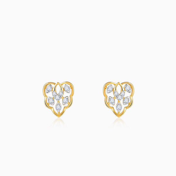 Gold Crystal Lure Lab Grown Diamond Stud Earrings