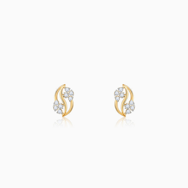 Gold Flower Wave Lab Grown Diamond Earrings
