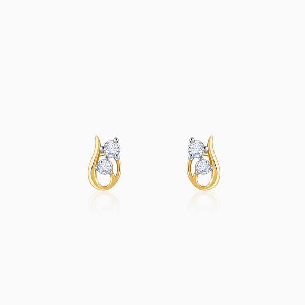 Gold Twirl Lab Grown Diamond Stud Earrings