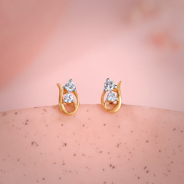 Gold Twirl Lab Grown Diamond Stud Earrings