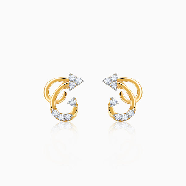 Gold Frilled Lab Grown Diamond Earrings