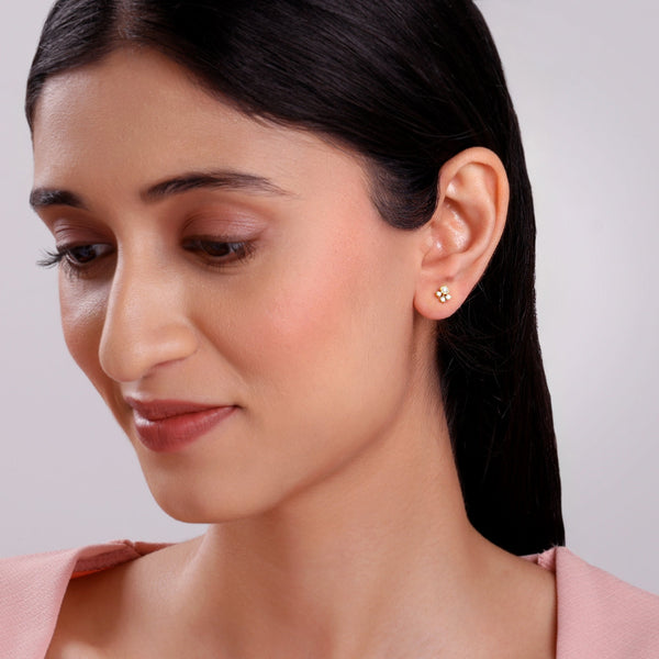 Gold Triad Lab Grown Diamond Stud Earrings