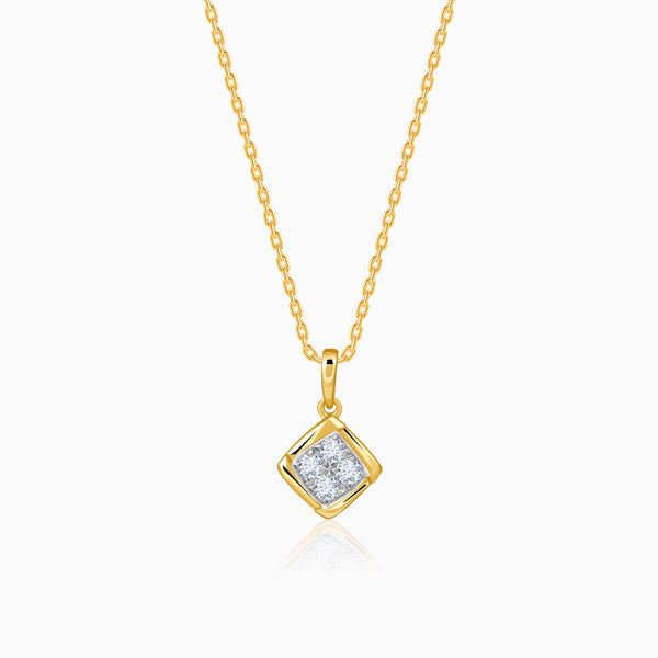 Gold Crystal Edge Lab Grown Diamond Pendant