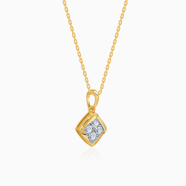Gold Crystal Edge Lab Grown Diamond Pendant
